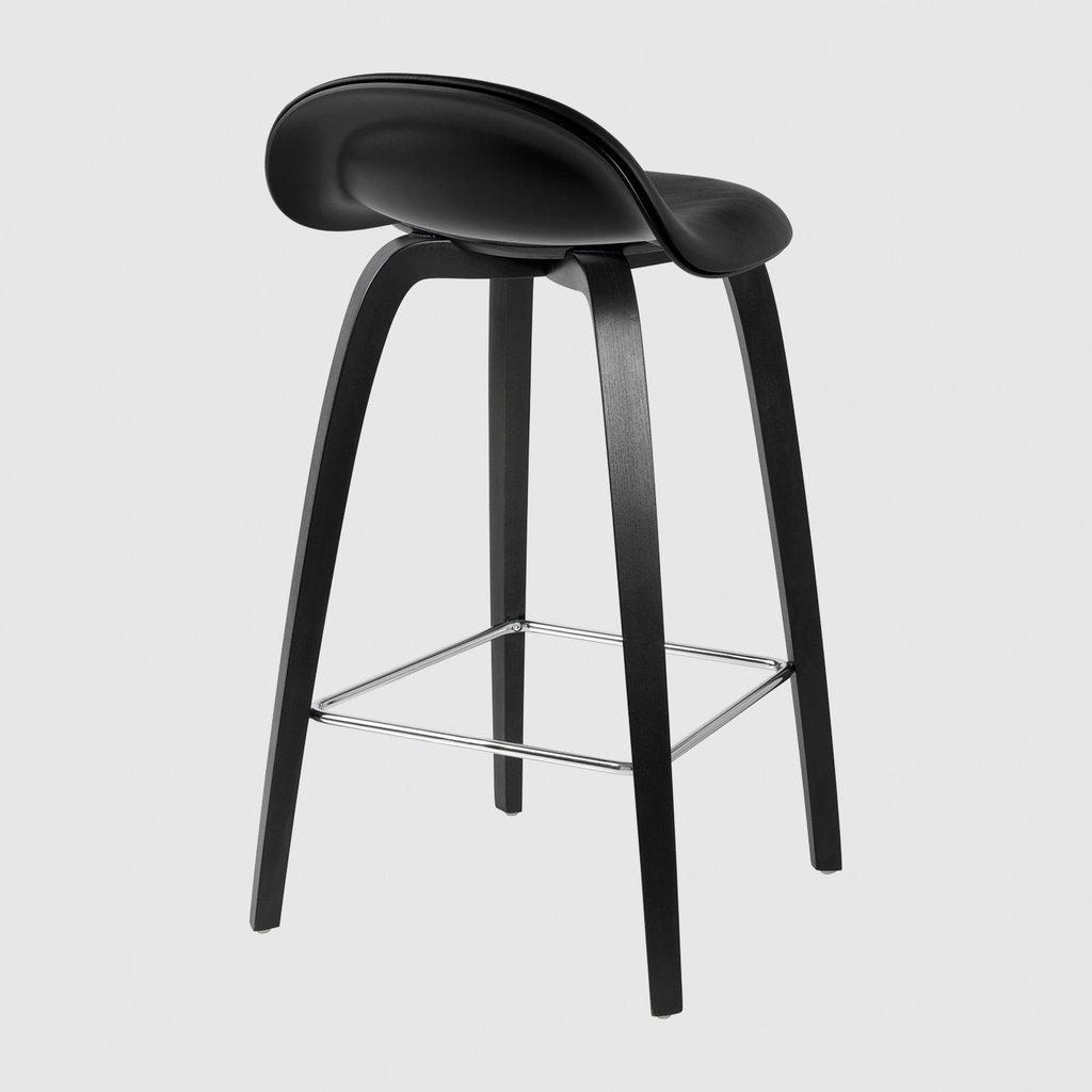 3D Counter Stool - Front Upholstered - 65 cm - Wood base